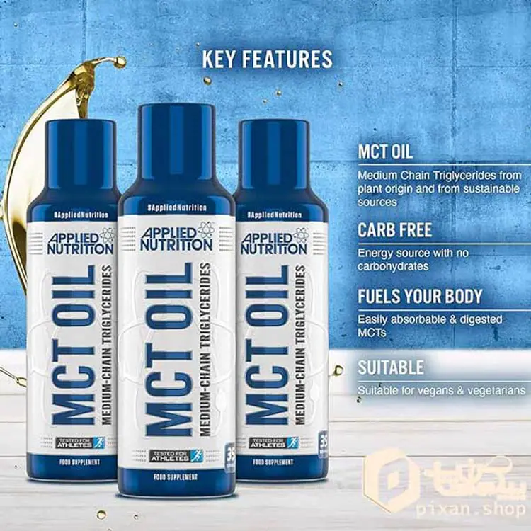 روغن ام سی تی روغن نارگیل رژیمی کتوژنیک مشخصه ها اپلاید نوتریشن -mct oil applied-490ml-مکمل پیکسان